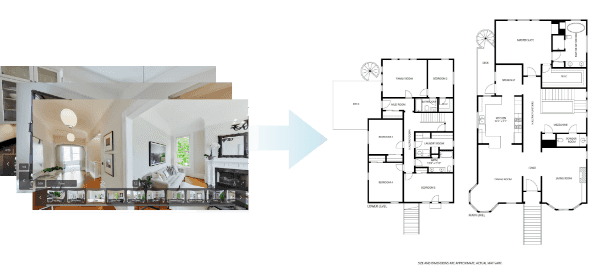 Floor plans are generated directly from your 360° virtual tour